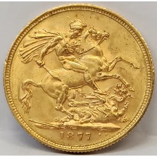 AUSTRALIA 1877 . ONE 1 SOVEREIGN . MELBOURNE . GOLD
